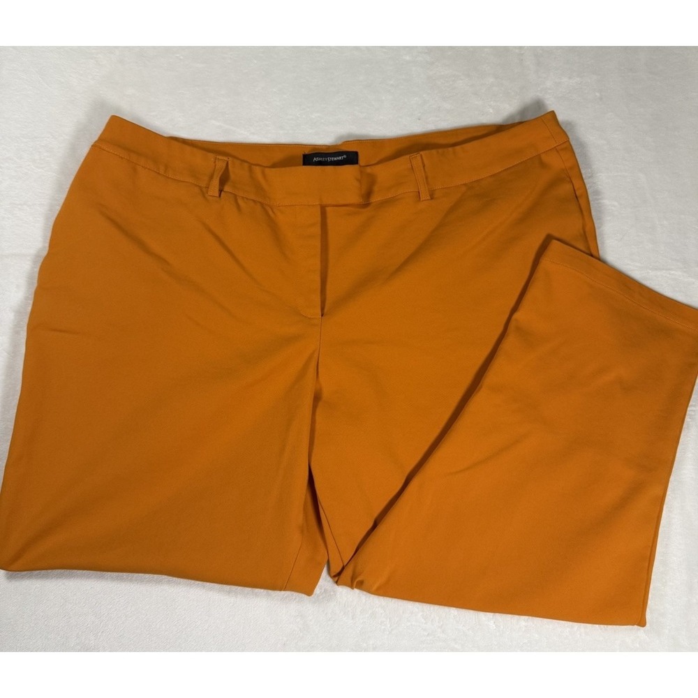 Ashley Stewart Pants Womens 26 Orange Straight Leg Career Stretch Plus